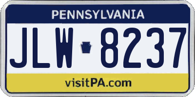 PA license plate JLW8237