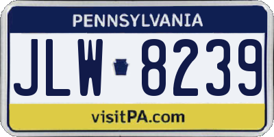 PA license plate JLW8239