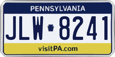 PA license plate JLW8241
