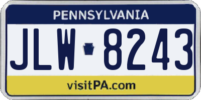 PA license plate JLW8243