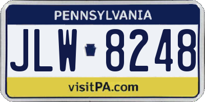 PA license plate JLW8248