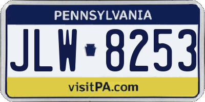 PA license plate JLW8253