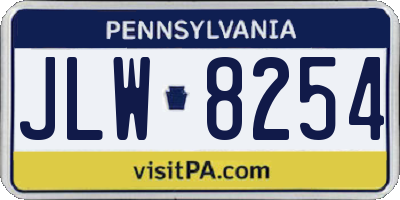PA license plate JLW8254