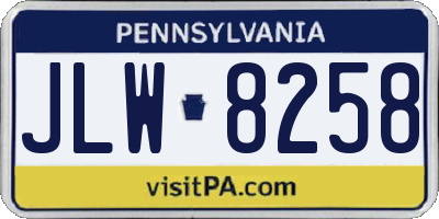 PA license plate JLW8258