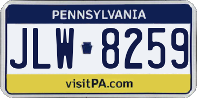 PA license plate JLW8259