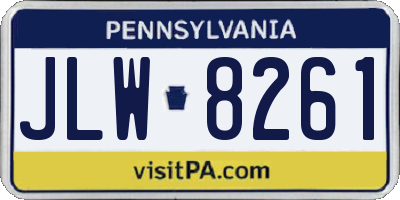 PA license plate JLW8261