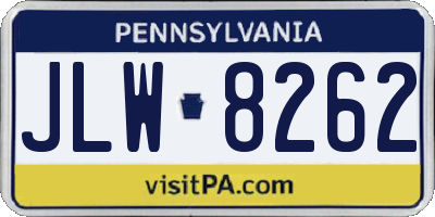 PA license plate JLW8262