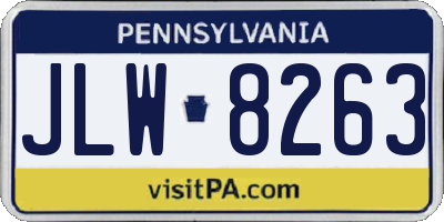 PA license plate JLW8263
