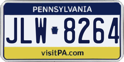 PA license plate JLW8264