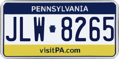 PA license plate JLW8265