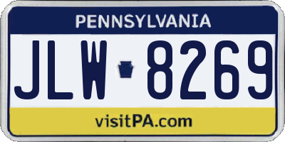 PA license plate JLW8269