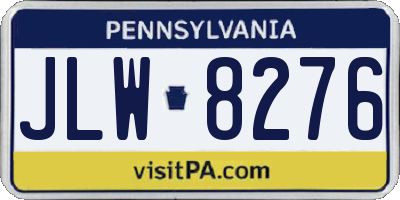 PA license plate JLW8276