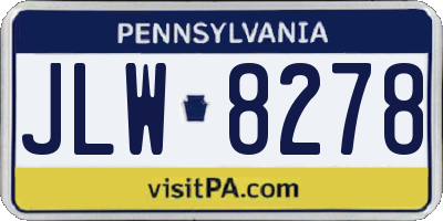 PA license plate JLW8278