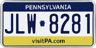PA license plate JLW8281