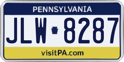 PA license plate JLW8287