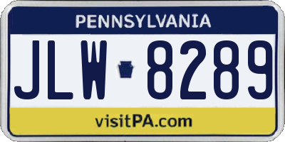 PA license plate JLW8289