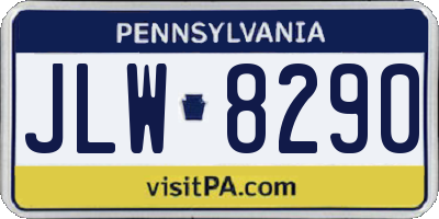 PA license plate JLW8290