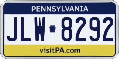 PA license plate JLW8292