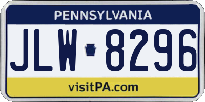 PA license plate JLW8296