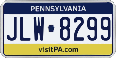 PA license plate JLW8299