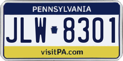 PA license plate JLW8301