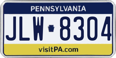 PA license plate JLW8304