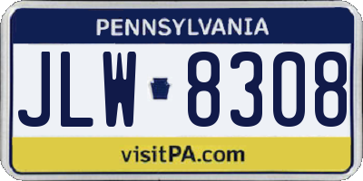 PA license plate JLW8308