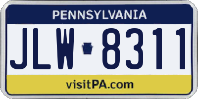PA license plate JLW8311