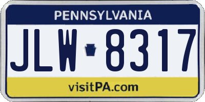 PA license plate JLW8317