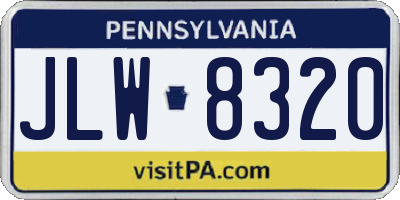 PA license plate JLW8320
