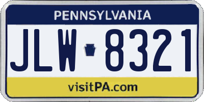 PA license plate JLW8321