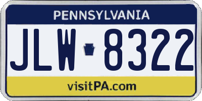 PA license plate JLW8322