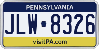 PA license plate JLW8326