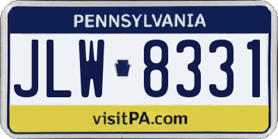PA license plate JLW8331