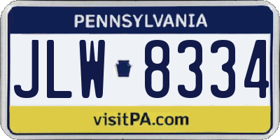 PA license plate JLW8334