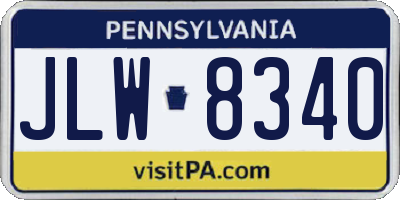 PA license plate JLW8340