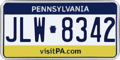 PA license plate JLW8342