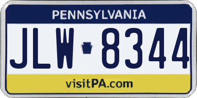 PA license plate JLW8344