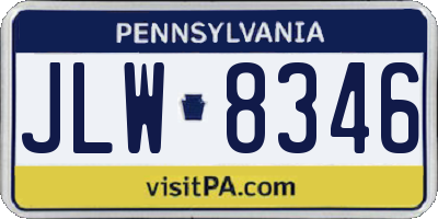 PA license plate JLW8346