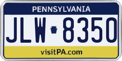 PA license plate JLW8350