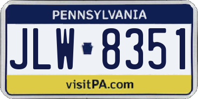 PA license plate JLW8351