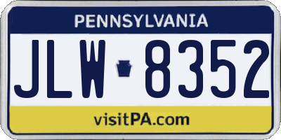 PA license plate JLW8352