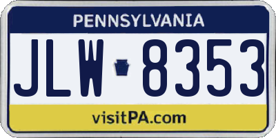 PA license plate JLW8353