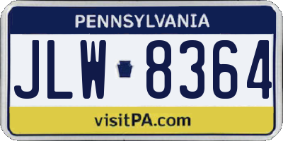 PA license plate JLW8364