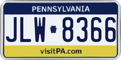 PA license plate JLW8366