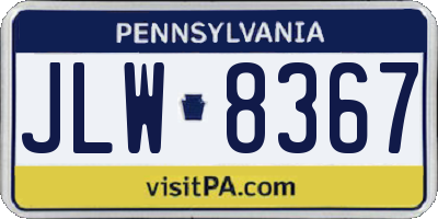 PA license plate JLW8367