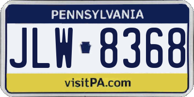 PA license plate JLW8368