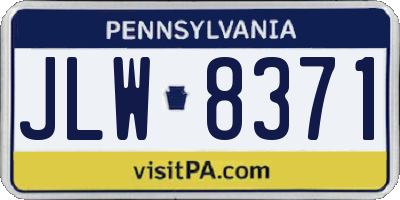 PA license plate JLW8371