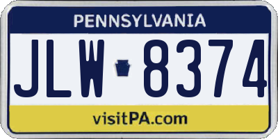 PA license plate JLW8374