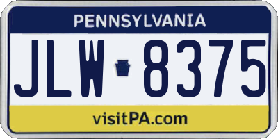 PA license plate JLW8375